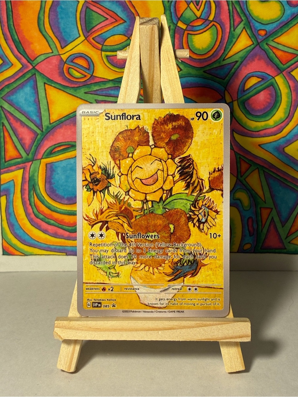 Sunflora Pokemon Fan Art Card Collectible Van Gogh Painting Style - Yellow